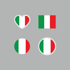 Italy nation flag collection emblem design vector