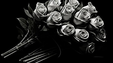 black and white roses