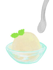 バニラアイスクリームの手書きイラスト