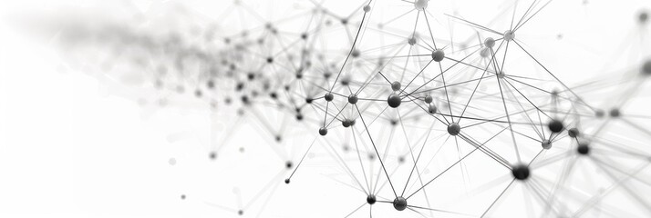 Futuristic Data Flow Visualization - Abstract 3D Concept with Interconnected Lines and Nodes on Clean Background