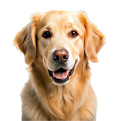 Cute golden retriever portrait isolated on transparent background