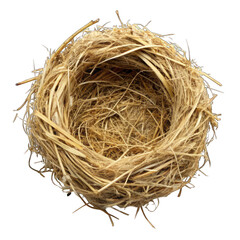 Obraz premium Empty nest made of hay isolated on transparent background