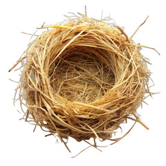 Obraz premium Empty nest made of hay isolated on transparent background