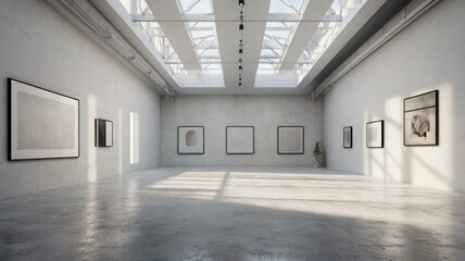 Naklejka premium Minimalist white gallery space contemporary design