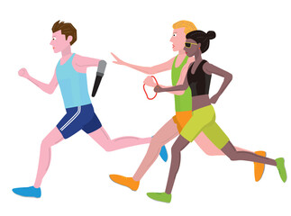 パラ陸上のユニバーサルリレーのイラスト素材です。