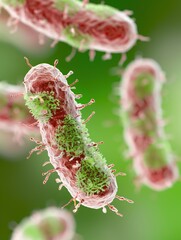 Fototapeta premium E.coli bacteria microscopic organism on blue background.