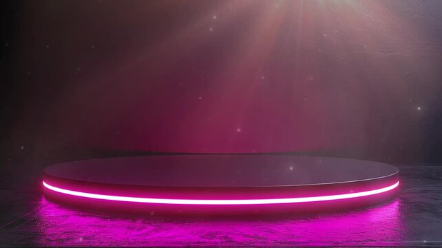 empty podium in pink spotlight background