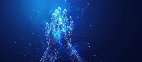 Digital Hands in Blue Galaxy