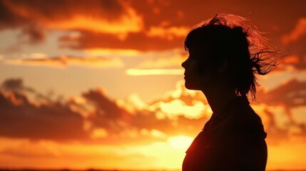 Bold Silhouette Embracing the Sunset: Dramatic High Contrast Composition