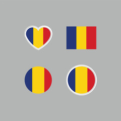 Romania nation flag collection emblem design vector