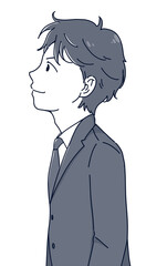 見上げる男性（上半身）1トーン