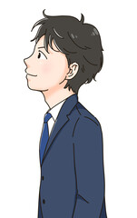 見上げる男性（上半身）カラー