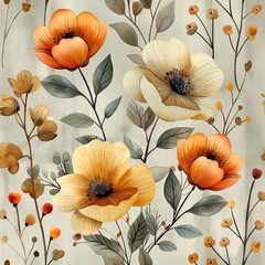 Surface With Plant Patterns. Illustration On The Theme Of Plants And Nature, Ecology And The World. Generative AI