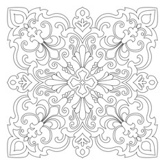 Colorless mandala lines on a white background For coloring mandala circles