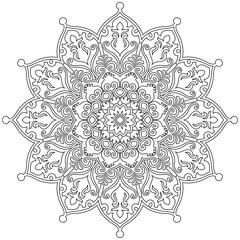 Colorless mandala lines on a white background For coloring mandala circles