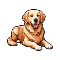Vibrant and heartwarming Golden Retriever vector illustration, beautifully isolated on a white background. Perfect for dog lovers and pet-themed projects.