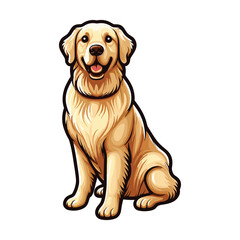 Fototapeta premium Vibrant and heartwarming Golden Retriever vector illustration, beautifully isolated on a white background. Perfect for dog lovers and pet-themed projects.