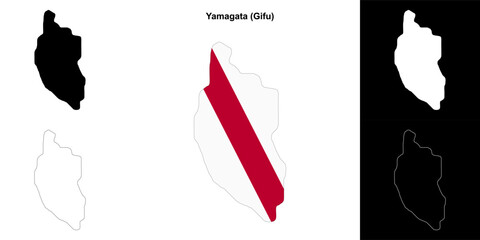 Yamagata (Gifu) outline map set