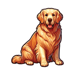 Fototapeta premium Vibrant and heartwarming Golden Retriever vector illustration, beautifully isolated on a white background. Perfect for dog lovers and pet-themed projects.