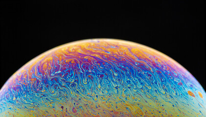 Half a soap bubble. abstract colors texture background.