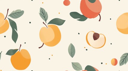Simple seamless pattern of hand-drawn apricots with minimal detail