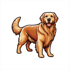 Fototapeta premium Vibrant and heartwarming Golden Retriever vector illustration, beautifully isolated on a white background. Perfect for dog lovers and pet-themed projects.