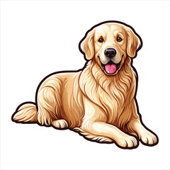 Fototapeta premium Vibrant and heartwarming Golden Retriever vector illustration, beautifully isolated on a white background. Perfect for dog lovers and pet-themed projects.