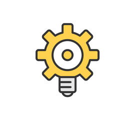 Idea symbol, light bulb with gear line icons, vector eps10 illustration