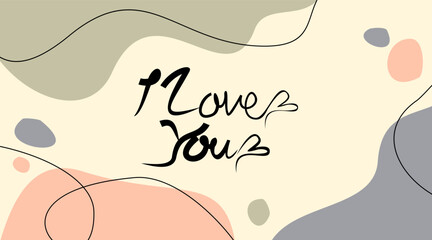 i love you card background, hand drawn aesthetic design.