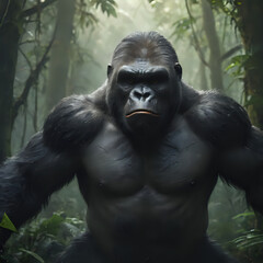 Obraz premium a standing in the jungle with his hands on his hips