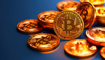 A pile of gold coins with a B on them