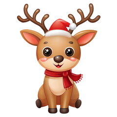 cute reindeer christmas deer on transparent background