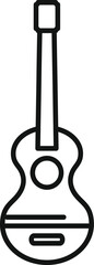 Simple line drawing of an acoustic guitar, representing music, entertainment, and creativity