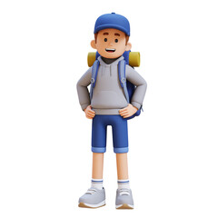 3D Traveller Character Standing with Hand on Hip