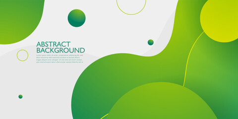 Green colorful geometric business banner design. Creative banner design with wave shapes and lines on white background. Simple horizontal banner. Eps10 vector