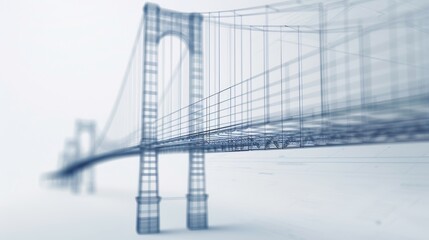 Obraz premium Architectural blueprint of a strong, innovative bridge model, building project, cutting-edge design, detailed engineering, modern and impressive