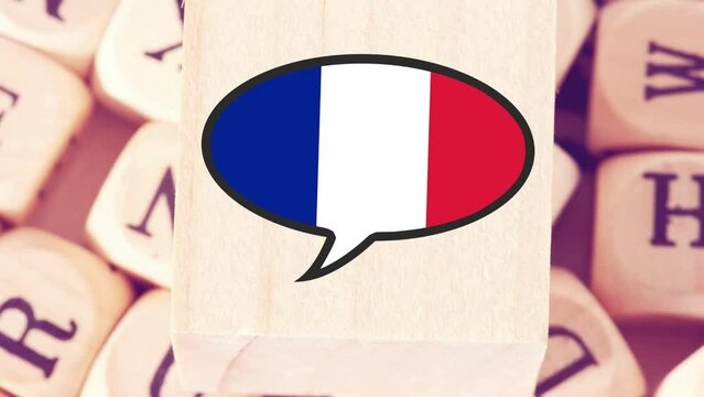 Different letters, French flag and learn French