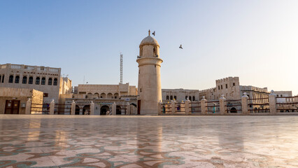 Obraz premium Al Ahmad Mosque in Doha. Souq Waqif is the popular traditional market in Doha, Qatar