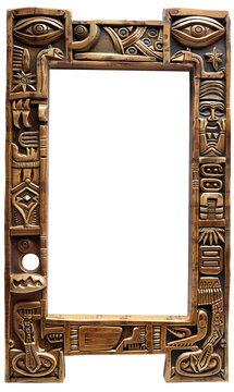 aztec mirror frame on isolated background