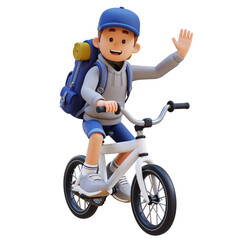 3D Traveller Character Riding Bicycle