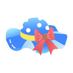 Summer hat with a ribbon bow on it, flat icon 