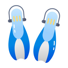 An icon of diving fins in flat style 