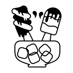 Ice popsicles icon designed in glyph style 