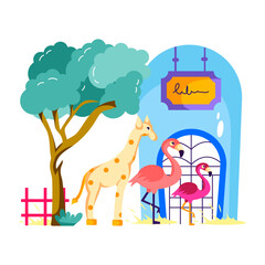 An illustration of safari park in flat style 