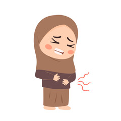 Cute Little Muslim Girl Stomachache