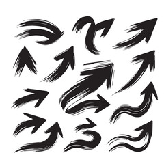 Clean White Background with Artistic Black Brush Stroke Arrows