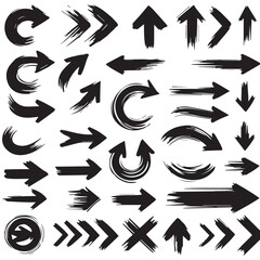 Clean White Background with Artistic Black Brush Stroke Arrows