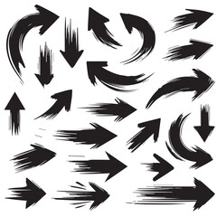 Clean White Background with Artistic Black Brush Stroke Arrows