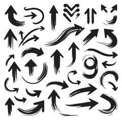 Clean White Background with Artistic Black Brush Stroke Arrows