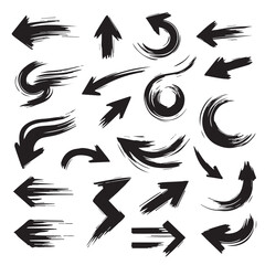 Clean White Background with Artistic Black Brush Stroke Arrows